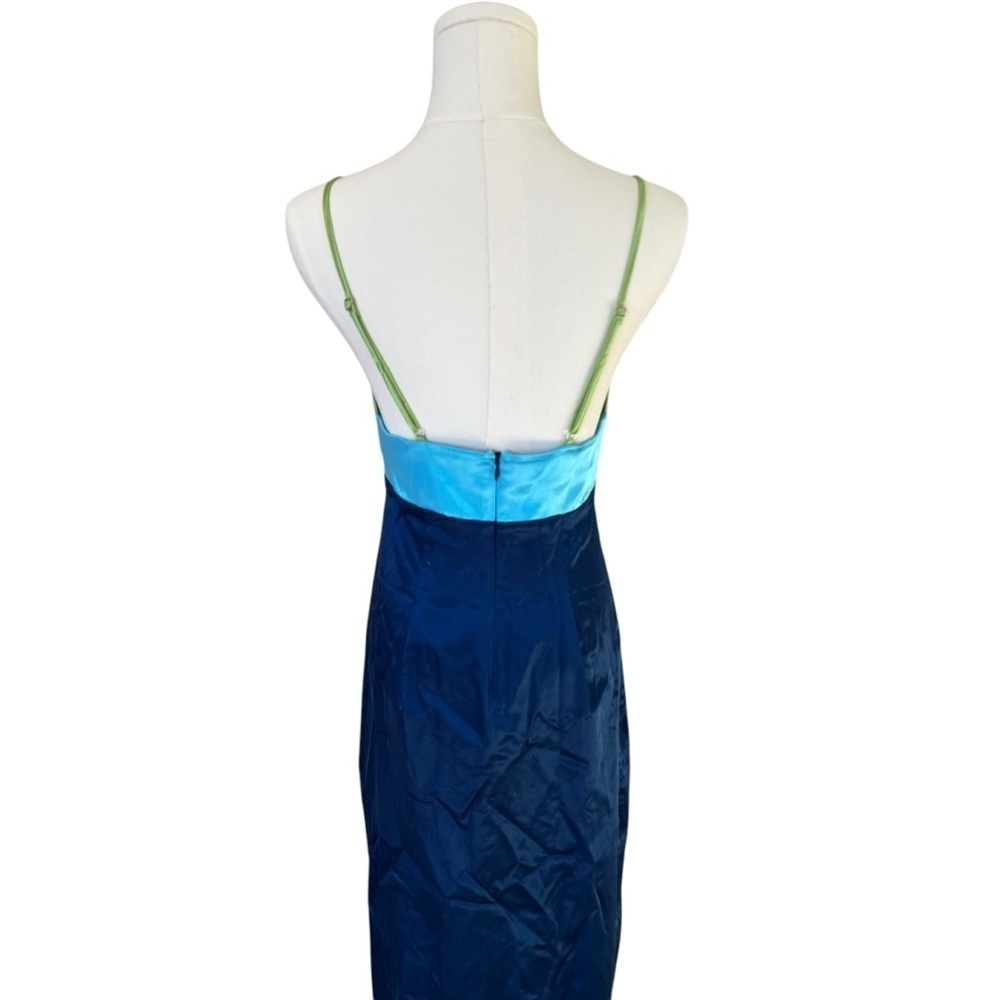 STAUD - NWT Ellis Colorblock Satin Y2K Midi Slit Dress Sz 6 - Picture 8 of 12